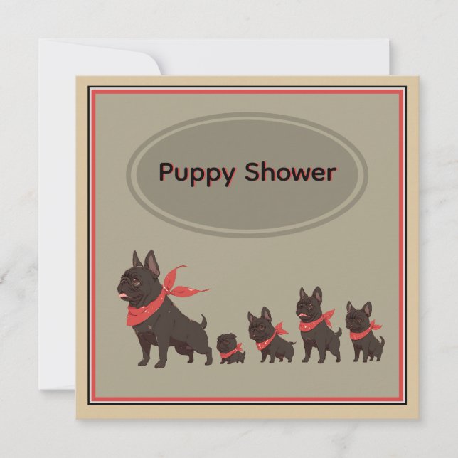 Invitación Bulldoges franceses de la familia Cute Dog - (Anverso)