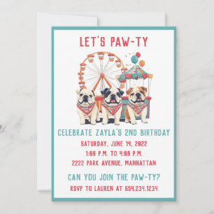 Invitación Bulldoges ingleses De Cumpleaños En Un Carnaval