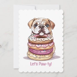 Invitación Bulldoges ingleses de cumpleaños feliz