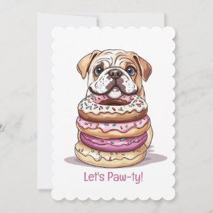 Invitación Bulldoges ingleses de cumpleaños feliz