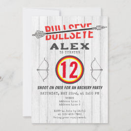Invitación Bullseye Bow & Arrow Archery Tween Birday Party