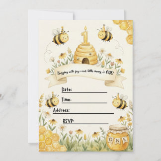 Invitación Bumble Bee 1st Birthday Invitation