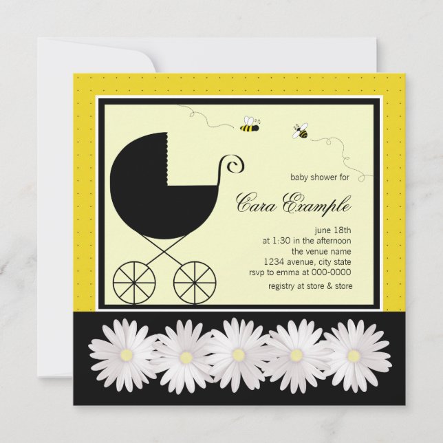 Invitación Bumble Bee Baby Shower (Anverso)