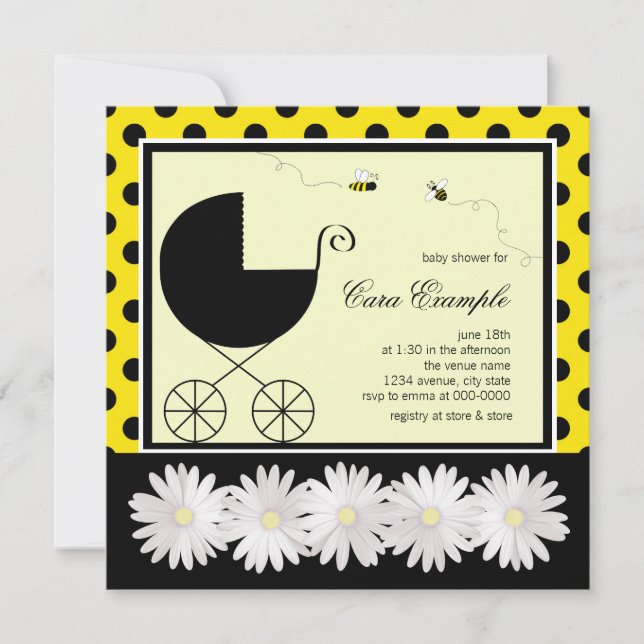 Invitación Bumble Bee Baby Shower (Anverso)