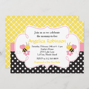 Invitación Bumble Bee Baby Shower amarillo y negro (Chica)