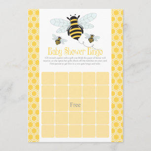 Invitación Bumble Bee Baby Shower Bingo