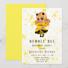 Invitación Bumble Bee Chica Preteen Fiesta de Cumpleaños