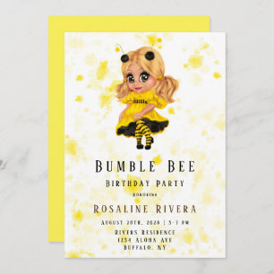 Invitación Bumble Bee Chica Preteen Fiesta de Cumpleaños