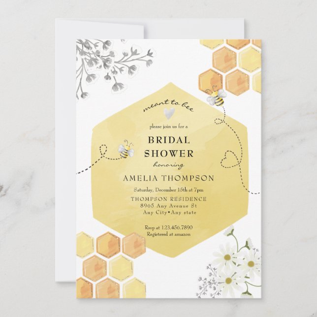 Invitación Bumble Bee Floral Bridal Shower (Anverso)