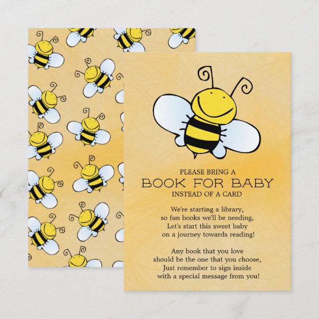 Invitación Bumble Bee Neutral Baby Shower Book for Baby (Anverso / Reverso)