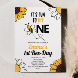 Invitación Bumble Bee Sunflowers Primer Fiesta de Cumpleaños