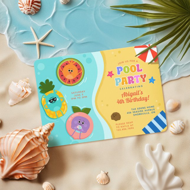 Invitación Bumble Nums Fiesta de piscina de verano Cumpleaños (Pool Party Invitation)