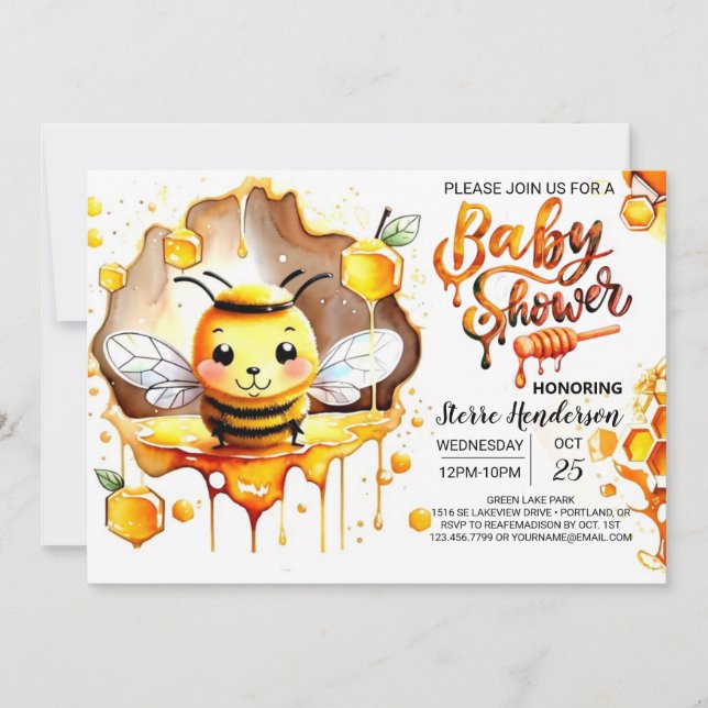 Invitación Bumblebee Baby Shower (Anverso)
