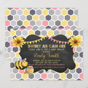 Invitación Bumblebee Sweet As Can Bee Chica Baby Shower