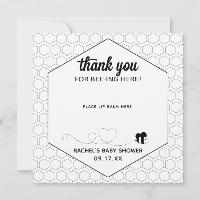 Invitación Bumblee Baby Shower Lip Balm Favor Card (Anverso)
