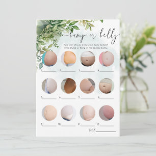 Invitación Bump o Belly, tema de verde de juego de Baby Showe