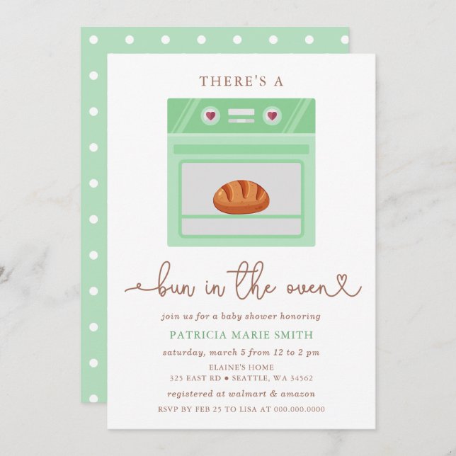 Invitación Bun En El Baby Shower Neutral De Género De Horno (Anverso / Reverso)