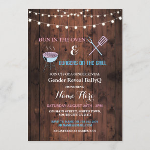 Invitación Bun En La Ducha Horno Invitan Revelación De Género