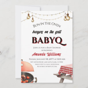 Invitación Bun en Oven Burger en Grill BabyQ BBQ Baby Shower