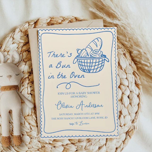 Invitación Bun in the Oven Baby Shower Hand Drawn Baking (Subido por el creador)