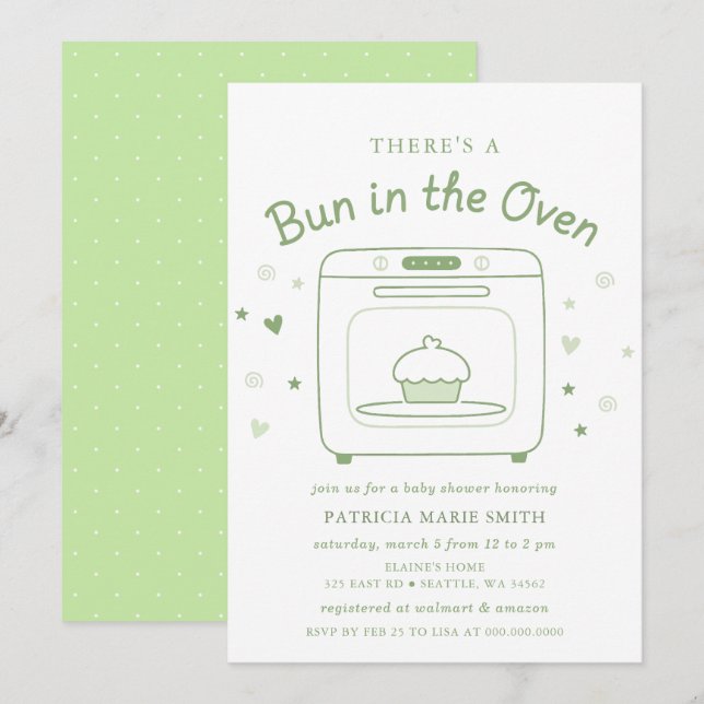 Invitación Bun In The Oven Gender Neutral Baby Shower (Anverso / Reverso)