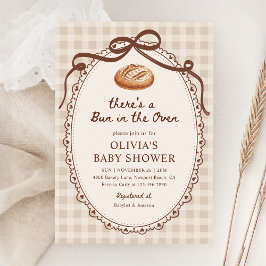 Invitación Bun in the Oven Gingham Sourdough Baby Shower