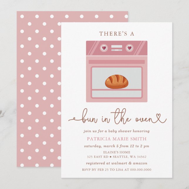 Invitación Bun In The Oven Pink Baby Girl Baby Shower (Anverso / Reverso)