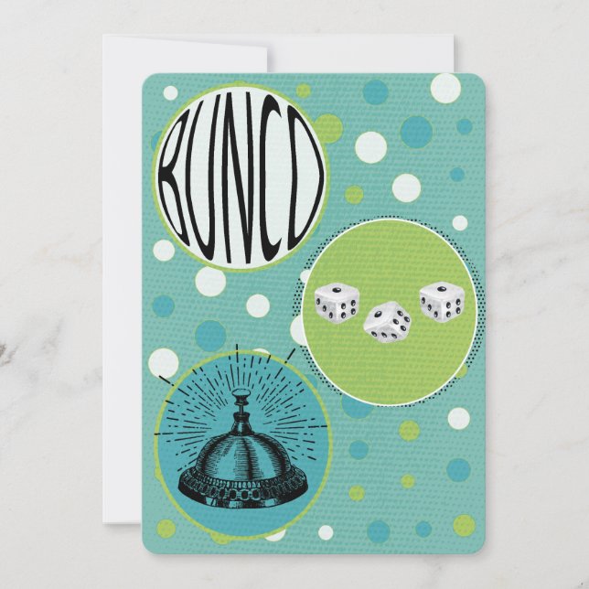 Invitación Bunco de puntos modernos y coloridos (Anverso)