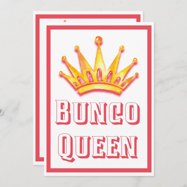 Invitación Bunco Juego Noche Queen Crown Watercolor (Anverso / Reverso)