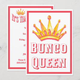 Invitación Bunco Juego Noche Queen Crown Watercolor