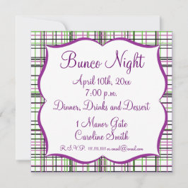 Invitación Bunco Plaid Chicas Noche Afuera