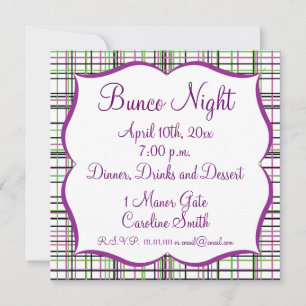 Invitación Bunco Plaid Chicas Noche Afuera