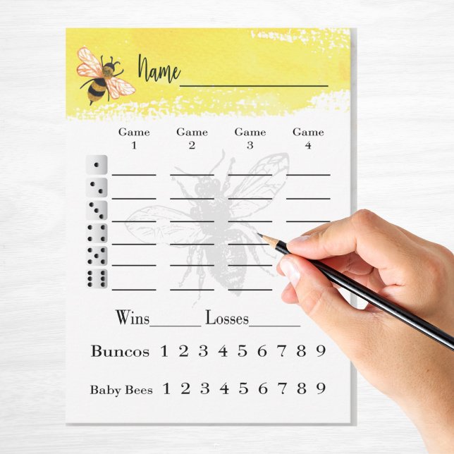 Invitación Bunco Score Sheets Bee (Bunco Score Card or Score Sheet for Bunco game players.)