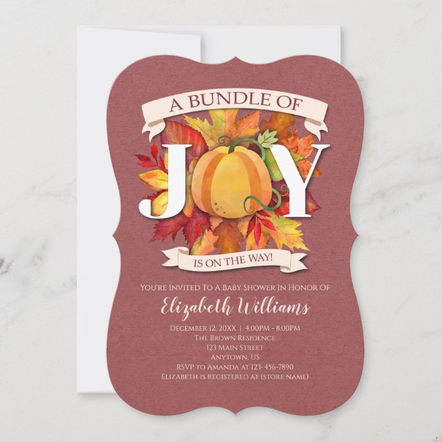 Invitación Bundle De Alegría Cae Sale De La Baby Shower De La (Anverso)