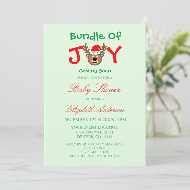Invitación Bundle De Joy Navidades Baby Shower (Anverso de pie)