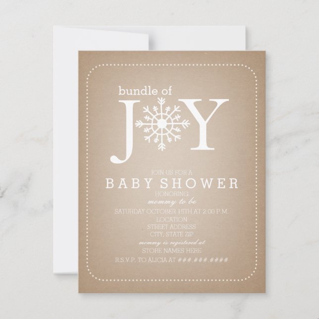 Invitación Bundle De Joy Snowflake Baby Shower - Cardstock (Anverso)