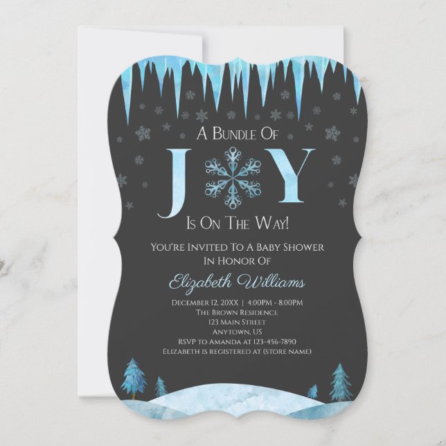 Invitación Bundle Of Joy Snowflake Winter Baby Shower (Anverso)
