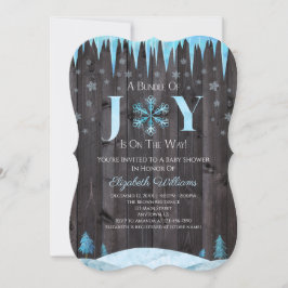 Invitación Bundle Of Joy Snowflake Wood Winter Baby Shower