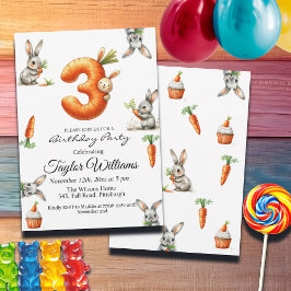 Invitación Bunnies and Carrots 3er Fiesta de cumpleaños