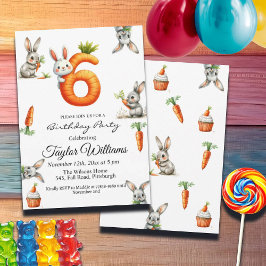 Invitación Bunnies and Carrots 6ª Fiesta de Cumpleaños