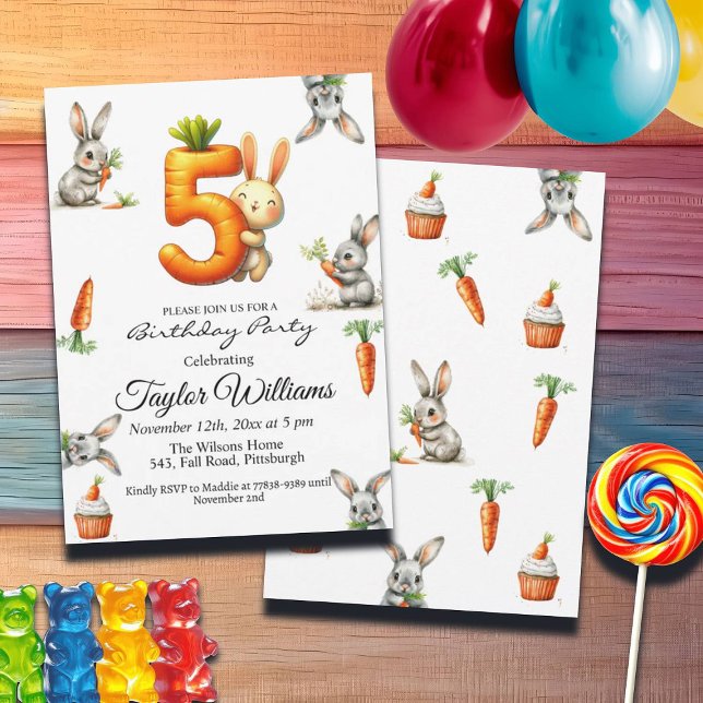Invitación Bunnies and Carrots Fiesta de Cumpleaños 5 (Subido por el creador)