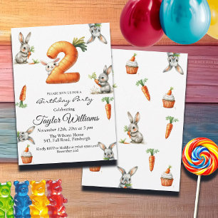 Invitación Bunnies and Carrots Fiesta del segundo cumpleaños