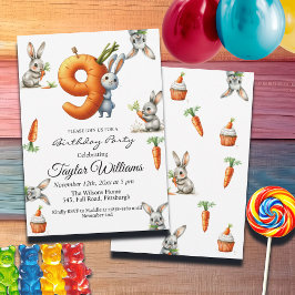 Invitación Bunnies and Carrots Novena Fiesta de Cumpleaños