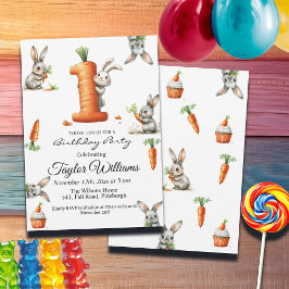 Invitación Bunnies and Carrots Primer Fiesta de cumpleaños