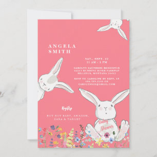 Invitación Bunnies y Flores salvajes Baby Shower colorido