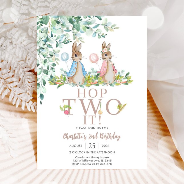 Invitación Bunny 2nd Birthday Invitation (Subido por el creador)