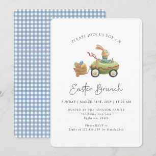 Invitación Bunny acuarela de color dulce, blanco de brunch de