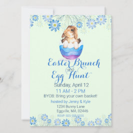 Invitación Bunny acuarela en Pascua de Huevo a rayas