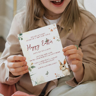 Invitación Bunny and butterflies feliz Pascua