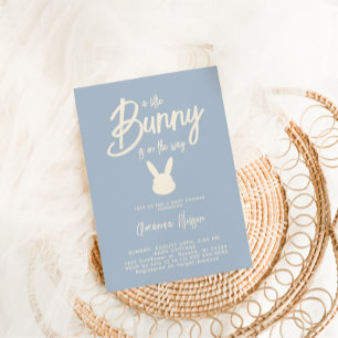Invitación Bunny Baby Boy Ducha Cuidada Luz Azul